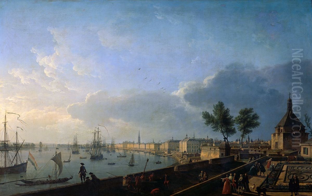 Vue du port de Bordeaux, prise du chateau Trompette Oil Painting by Joseph Vernet