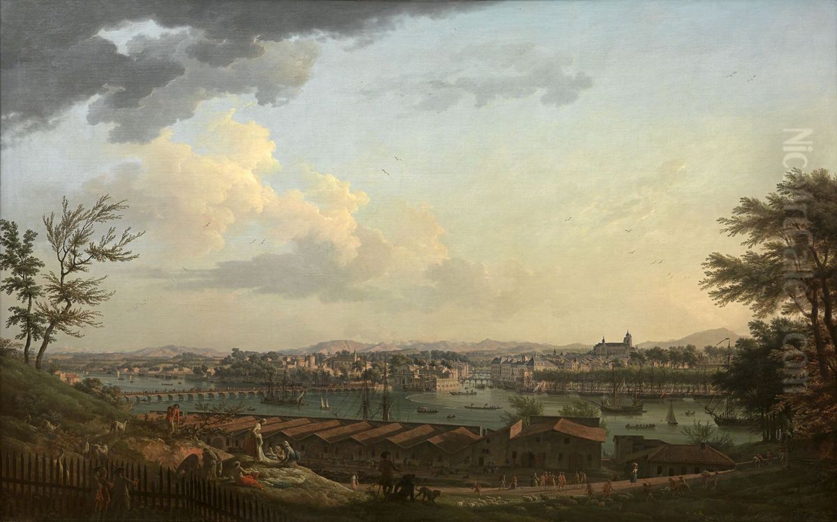 Vue de Bayonne, prise a mi-cote sur le glacis de la citadelle Oil Painting by Joseph Vernet