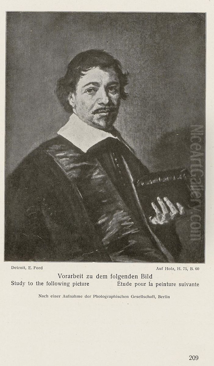 Portrait of Johannes Hoornbeeck (Detroit version) Oil Painting by Frans Hals