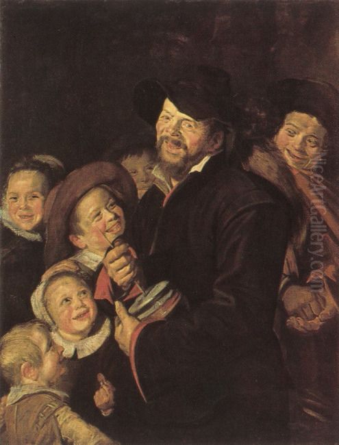 Rommelpot player Oil Painting by Frans Hals