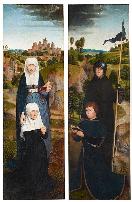 Two Wings of a Triptych with Portraits of the Donors Oil Painting by (manner of) Memling, Hans