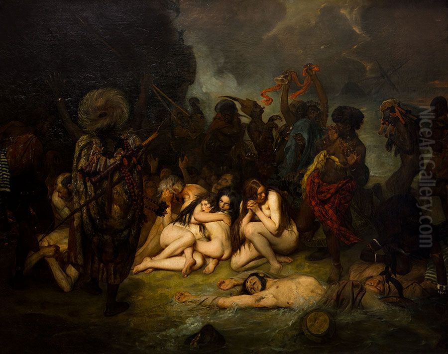Shipwrecked Oil Painting by Francois-Auguste Biard