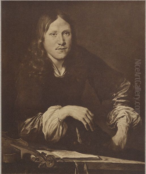 Portrait of a man, possibly a self portrait of Adriaen van der Velde (1636-1672) Oil Painting by Adriaen Van De Velde