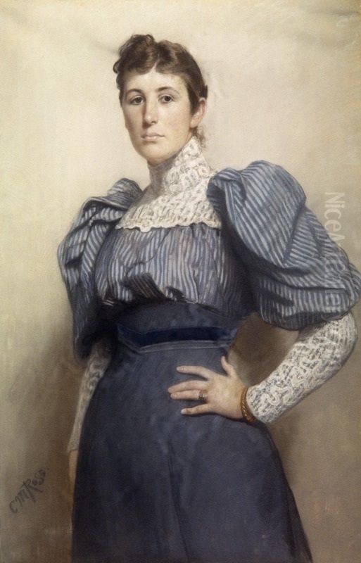 Portrait of Nini Roll Anker (Nicoline Magdalene) Oil Painting by Christian Meyer Ross