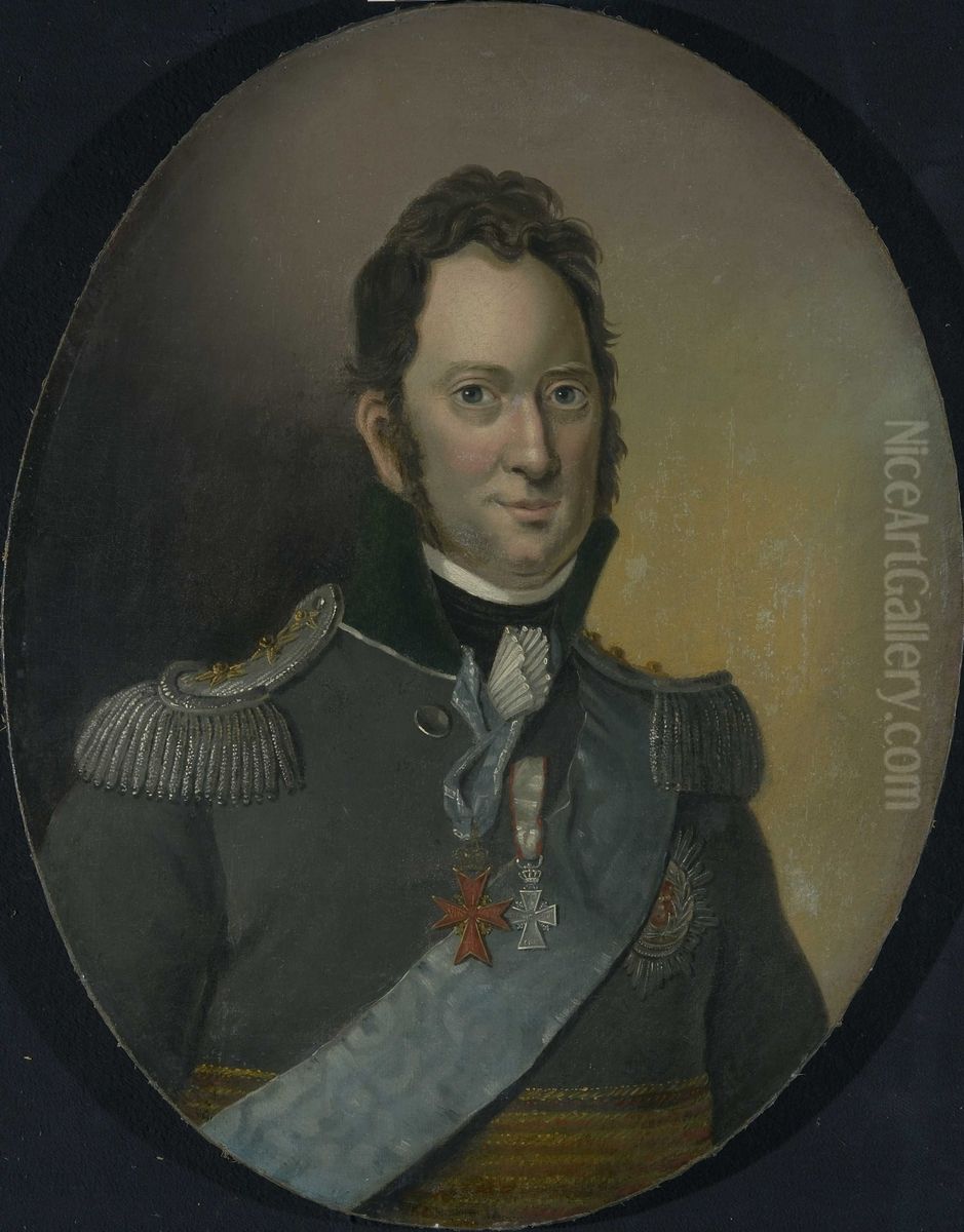 Portrett av prins Frederik av Hessen-Kassel Oil Painting by Carl Frederik Vogt