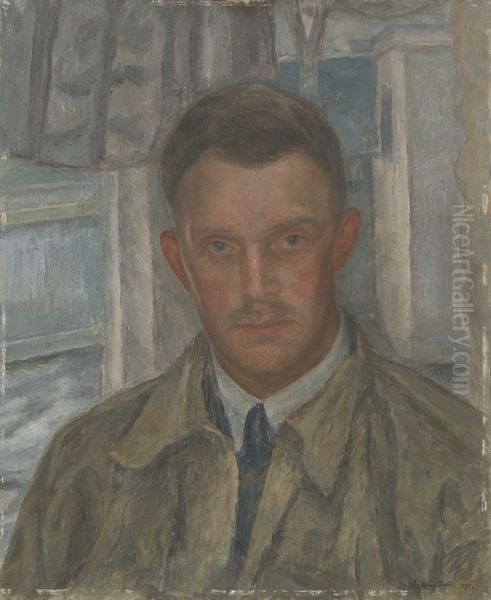 Selvportrett av Nils Alstrup Dahl Oil Painting by Nils Alstrup Dahl