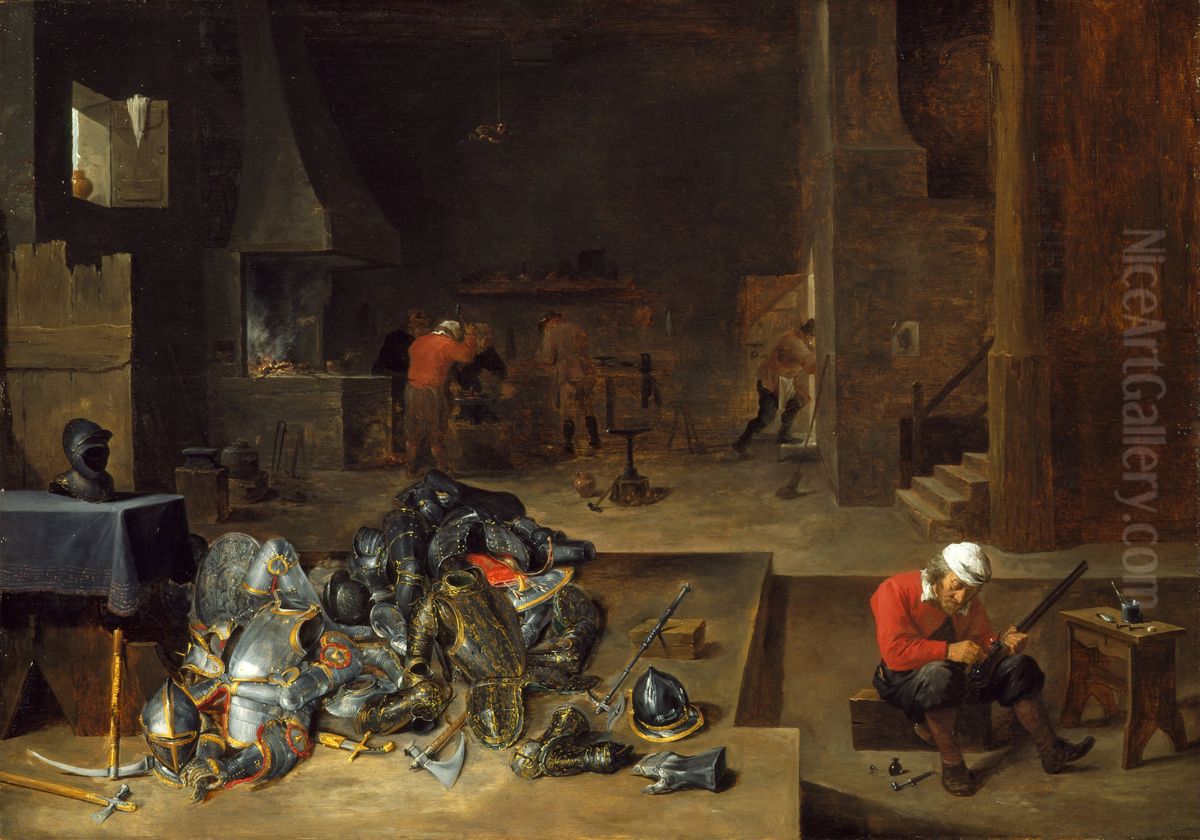 The Armorer's Shop Oil Painting by David Teniers the Younger