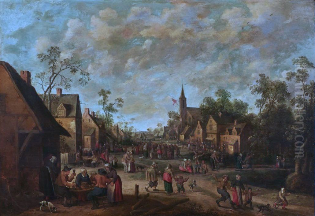 peasants feasting in a village Oil Painting by Joost Cornelisz Droochsloot