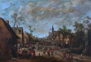 peasants feasting in a village