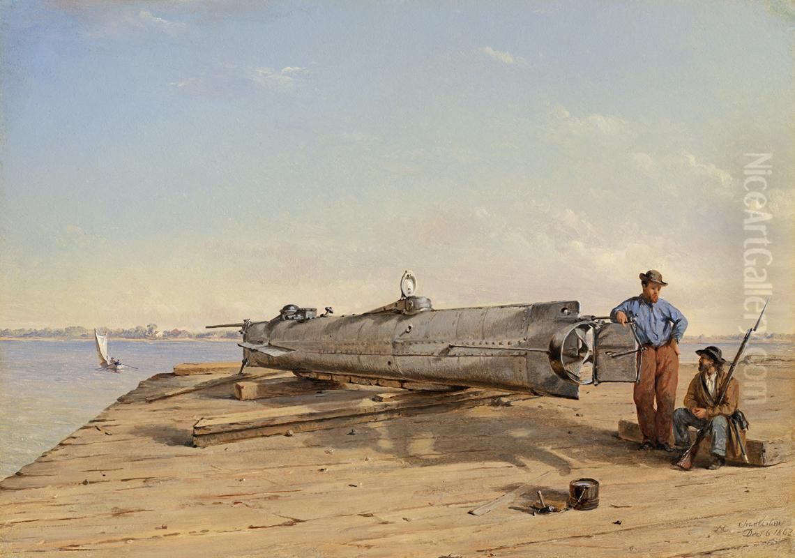 Submarine Torpedo Boat H.L. Hunley, Dec. 6, 1863 Oil Painting by Conrad Wise Chapman