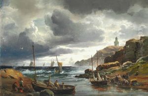 Gathering storm off the coast at Vinga lighthouse at Gothenburg