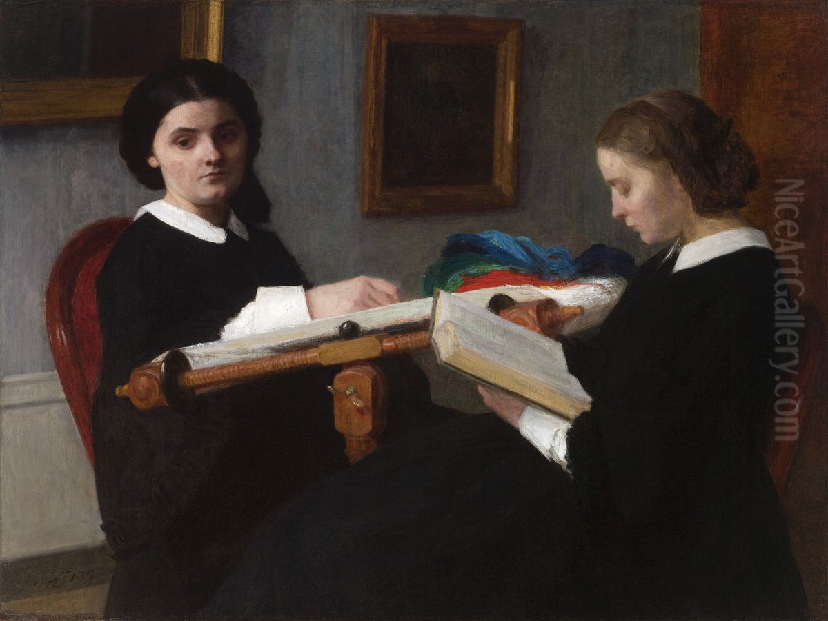The Two Sisters Oil Painting by Henri Fantin-Latour