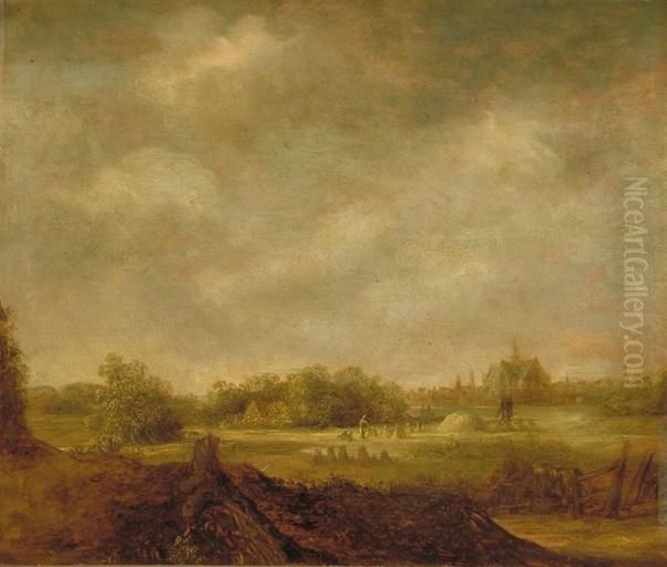 Landscape with Cornfield Oil Painting by Jan van Goyen