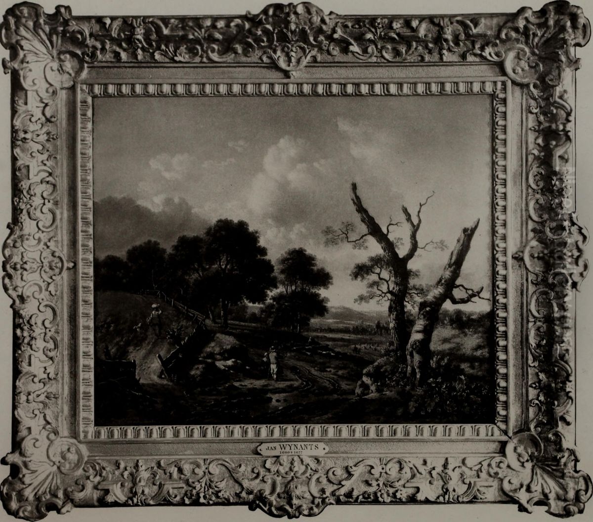 Hilly Landscape with Dead tree and Peasants Oil Painting by Jan Wijnants