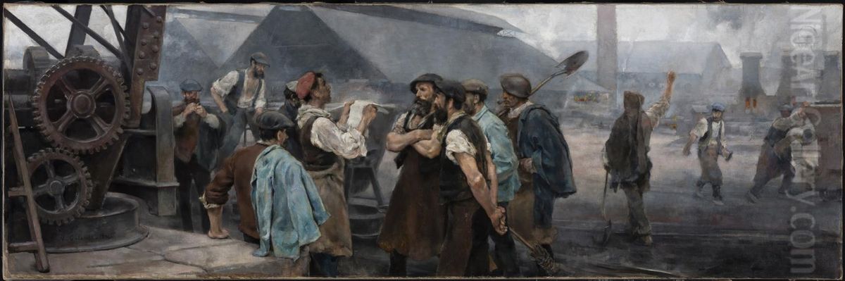 Preparations for May 1st Oil Painting by Vicente Cutanda Toraya