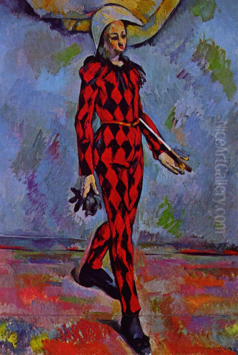 Arlequin Oil Painting by Paul Cezanne