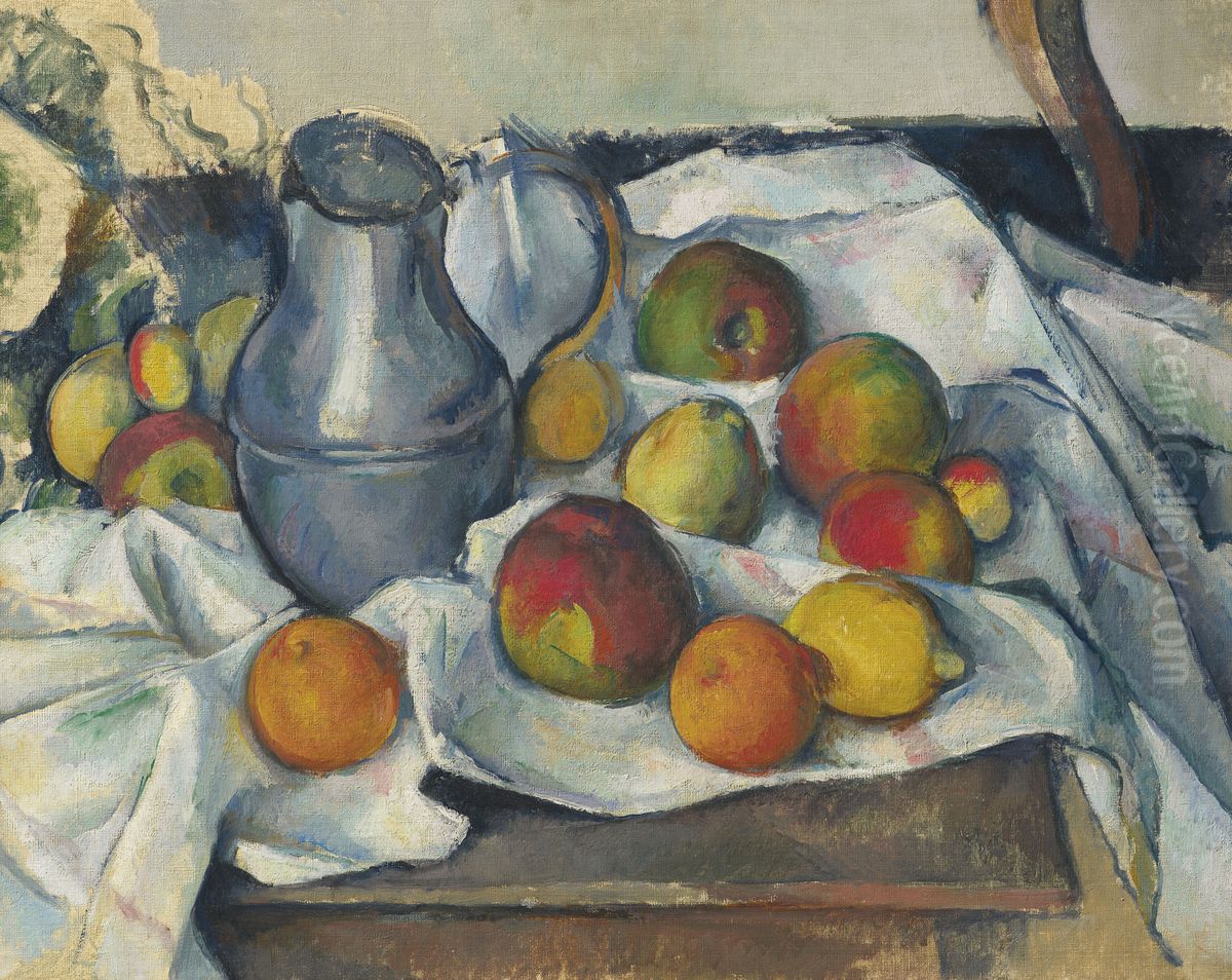 Bouilloire et fruits Oil Painting by Paul Cezanne