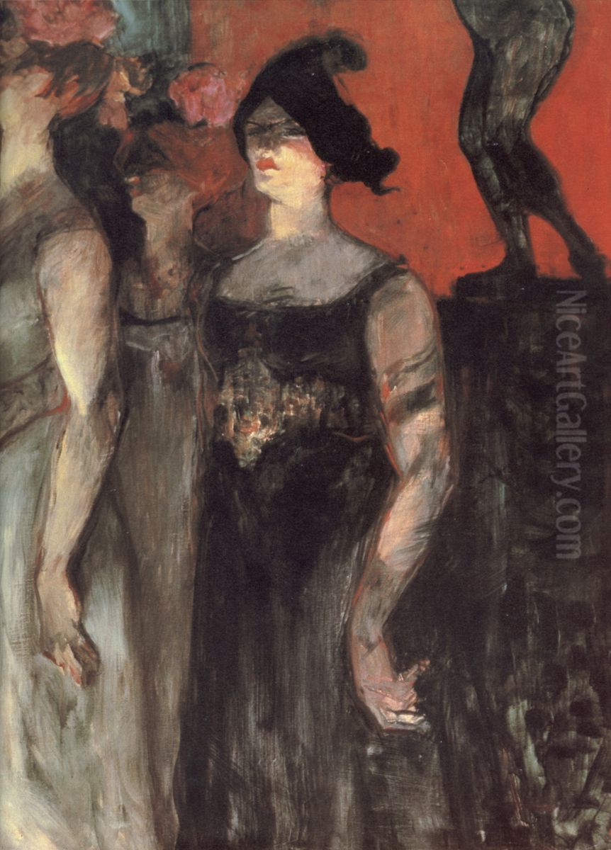 Messaline (entre deux figurantes) Oil Painting by Henri De Toulouse-Lautrec