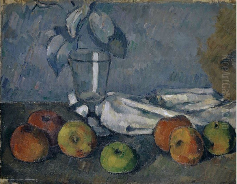 Verre et pommes Oil Painting by Paul Cezanne