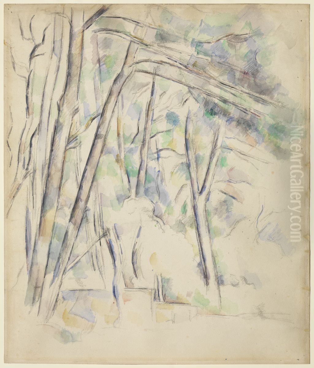 La citerne au parc de Chateau Noir Oil Painting by Paul Cezanne