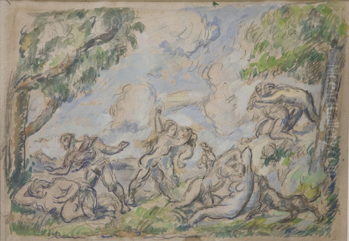 The struggle of love Oil Painting by Paul Cezanne