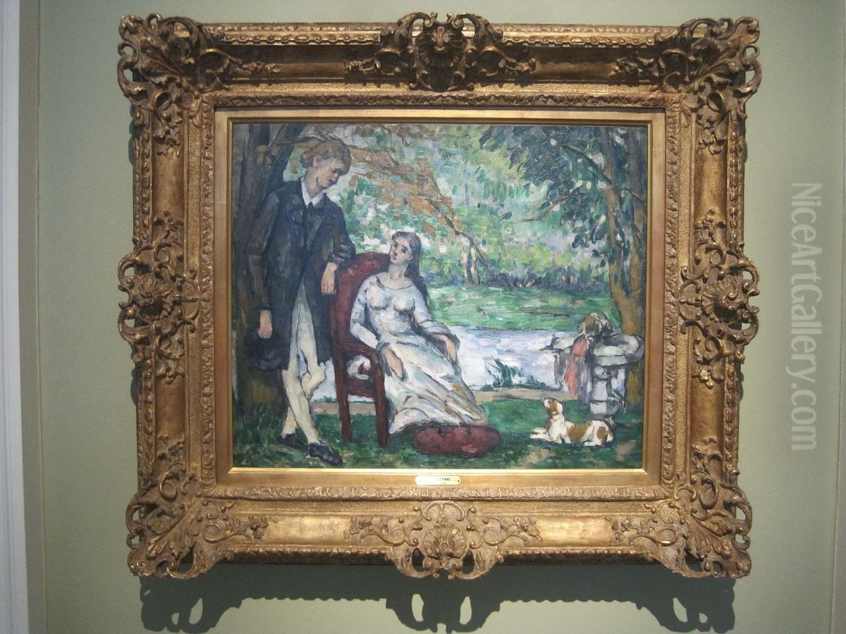 The Conversation Oil Painting by Paul Cezanne