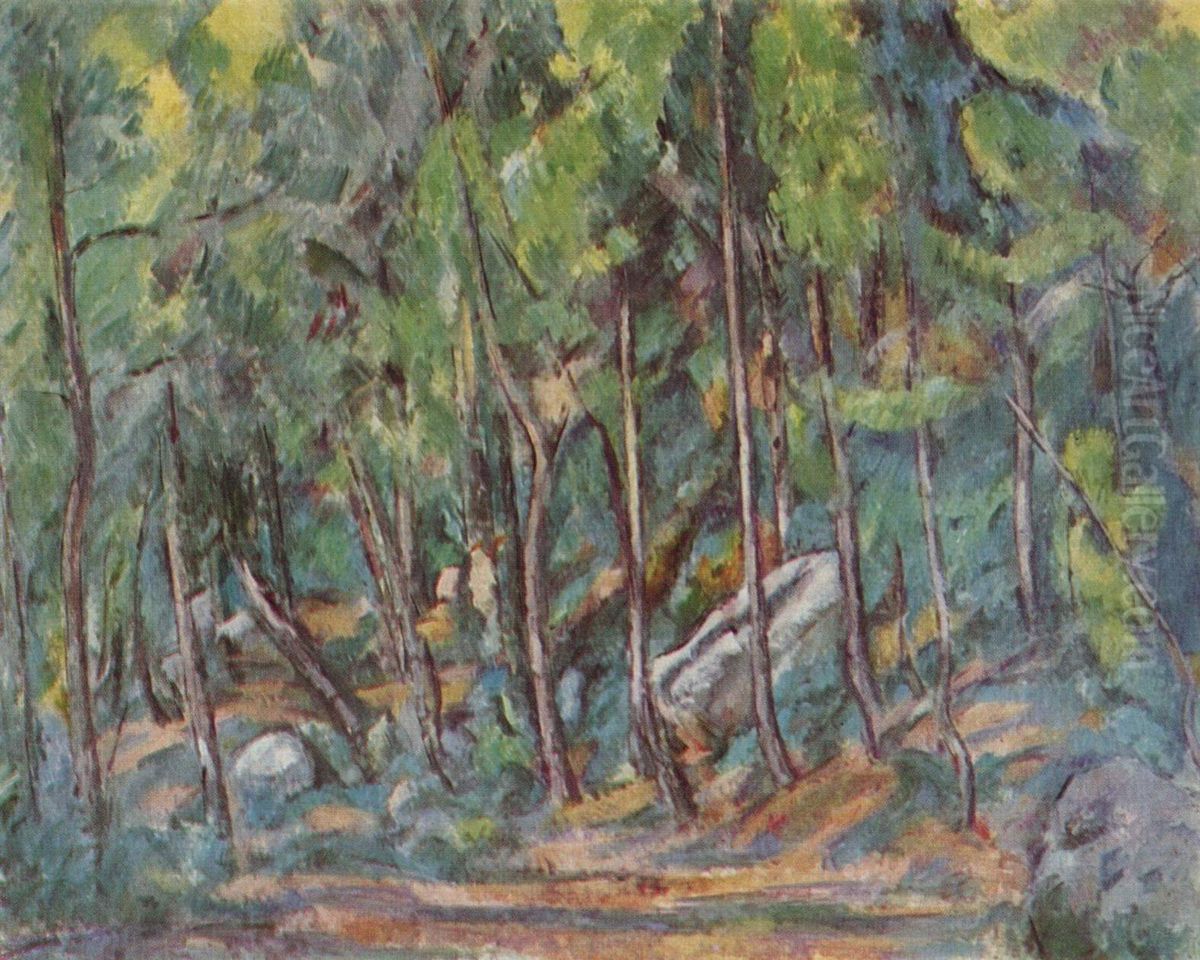 Im Wald von Fontainebleau Oil Painting by Paul Cezanne