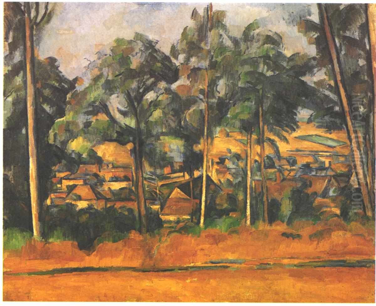 Village derriere les arbres Oil Painting by Paul Cezanne