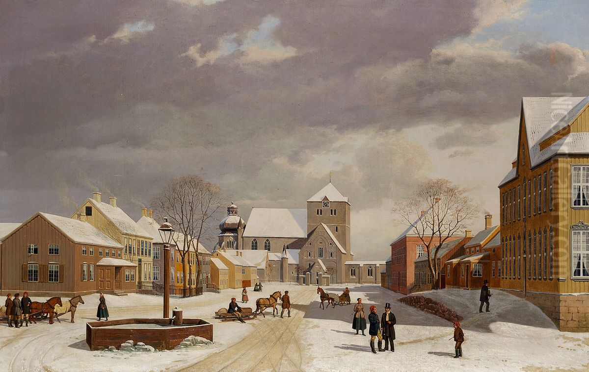 Munkegaden, Trondhjem. Oil Painting by Unidentified location