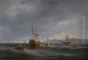 Shipping in a calm off a headland
