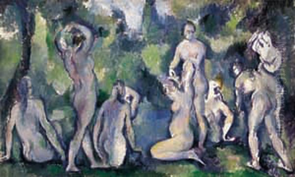 Women bathing Oil Painting by Paul Cezanne