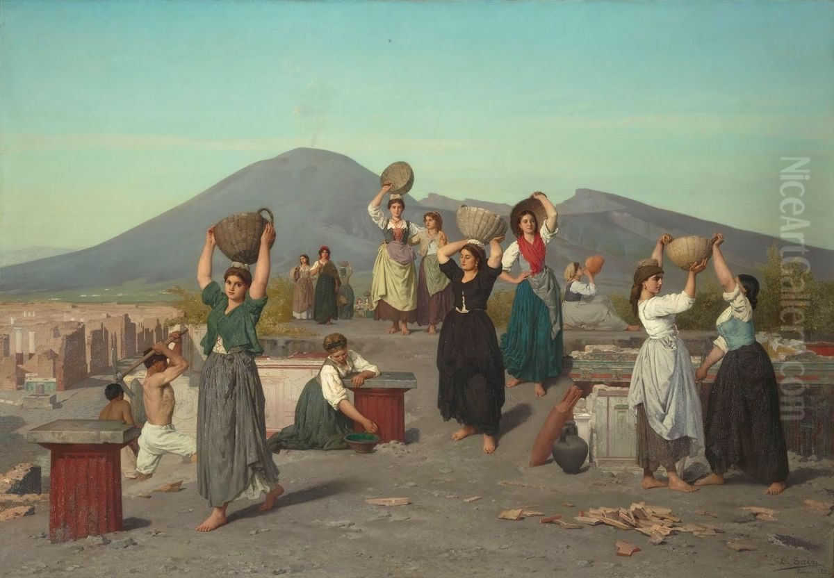 Fouilles a Pompei Oil Painting by Edouard Sain
