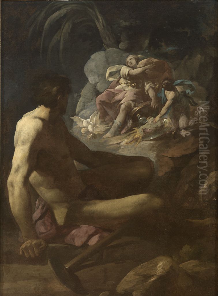 Venus at the Forge of Vulcan Obtaining Arms for Aeneas Oil Painting by Antonio Gonzalez Velazquez