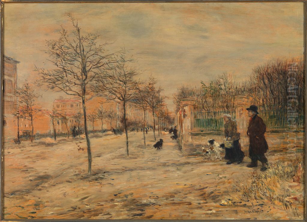 Street Scene--Winter Oil Painting by Jean-Francois Raffaelli