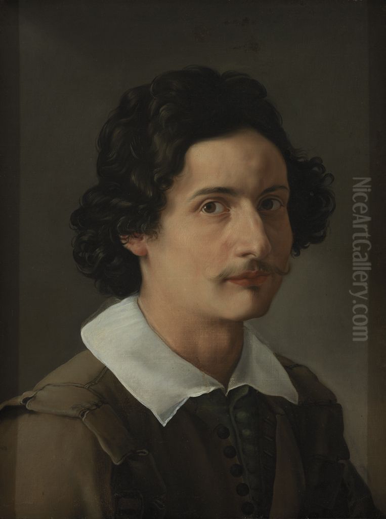 Male Portrait Oil Painting by Ottavio Leoni