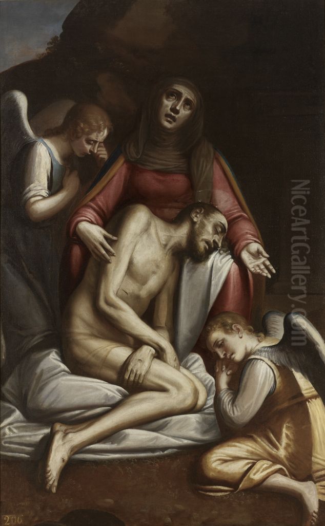 Pieta with Angels Oil Painting by Luca Cambiaso