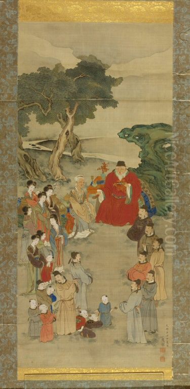 Chinese patriarch Oil Painting by Maruyama Okyo