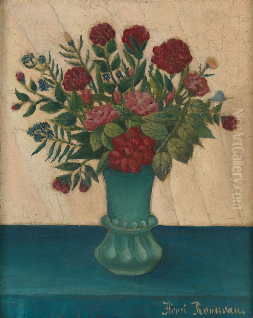 Flowers in a Vase Oil Painting by Henri Julien Rousseau