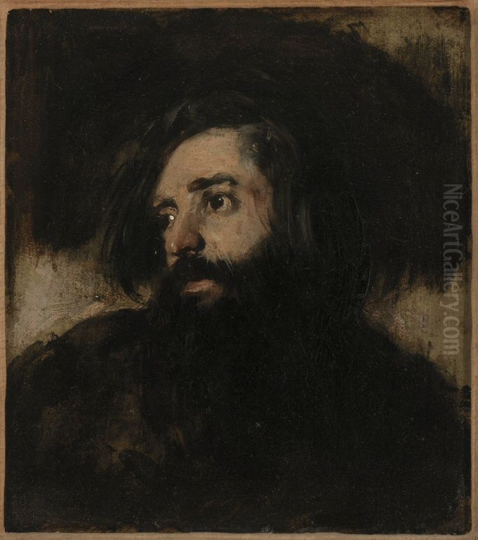 Male Head Oil Painting by William Etty