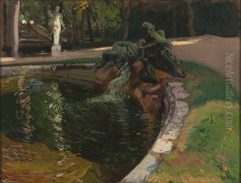 Fountain in the Forest, La Granja Oil Painting by Joaquin Sorolla