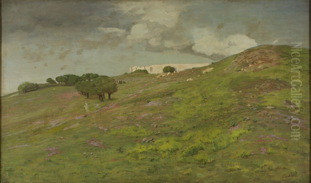White Chateau Oil Painting by Antoine Chintreuil