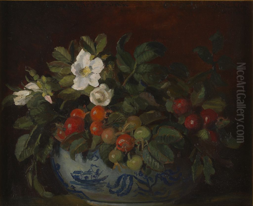 Japanese Roses and their Hips Oil Painting by Charles Walter Stetson