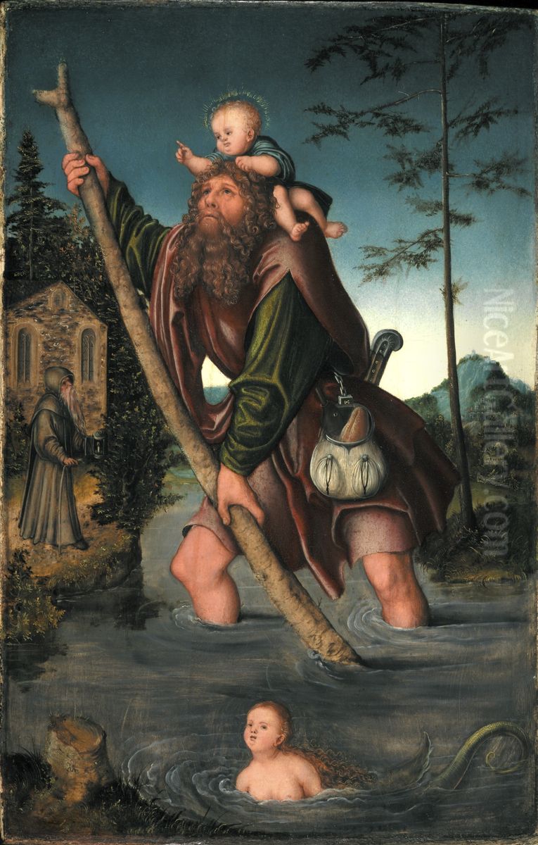 Saint Christopher Oil Painting by Lucas Cranach the Elder