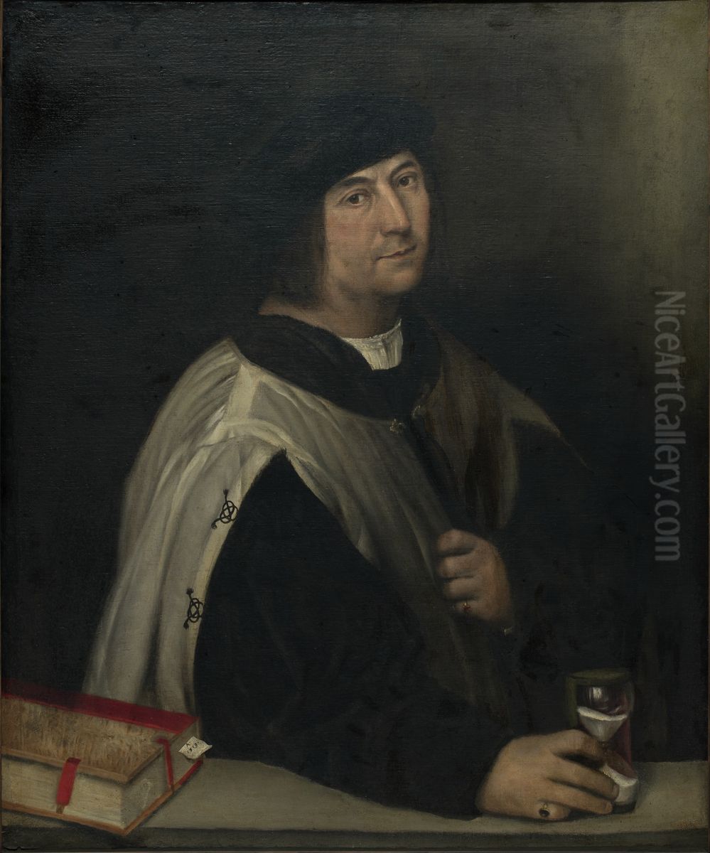 Prelate with an Hourglass Oil Painting by Sebastiano Del Piombo