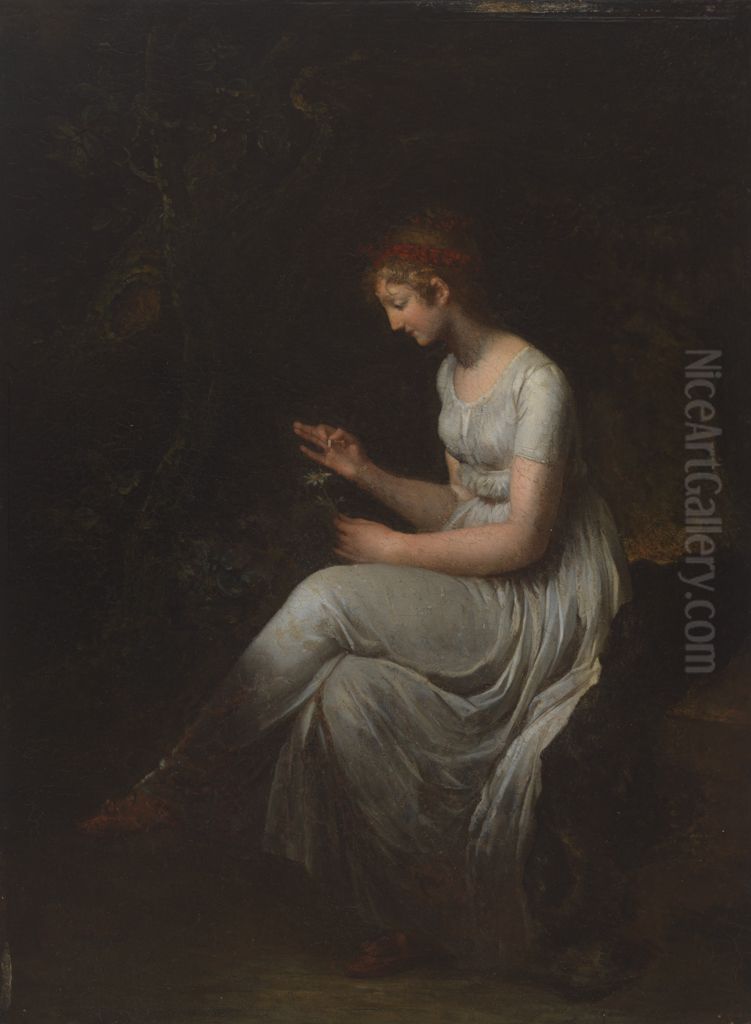 Seated Woman Plucking a Flower Oil Painting by Pierre-Paul Prud'hon