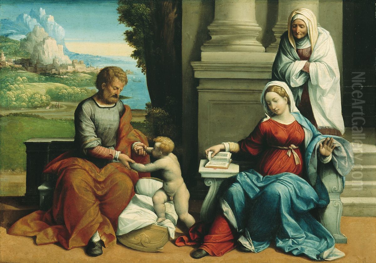 Holy Family with St. Anne Oil Painting by Benvenuto Tisi