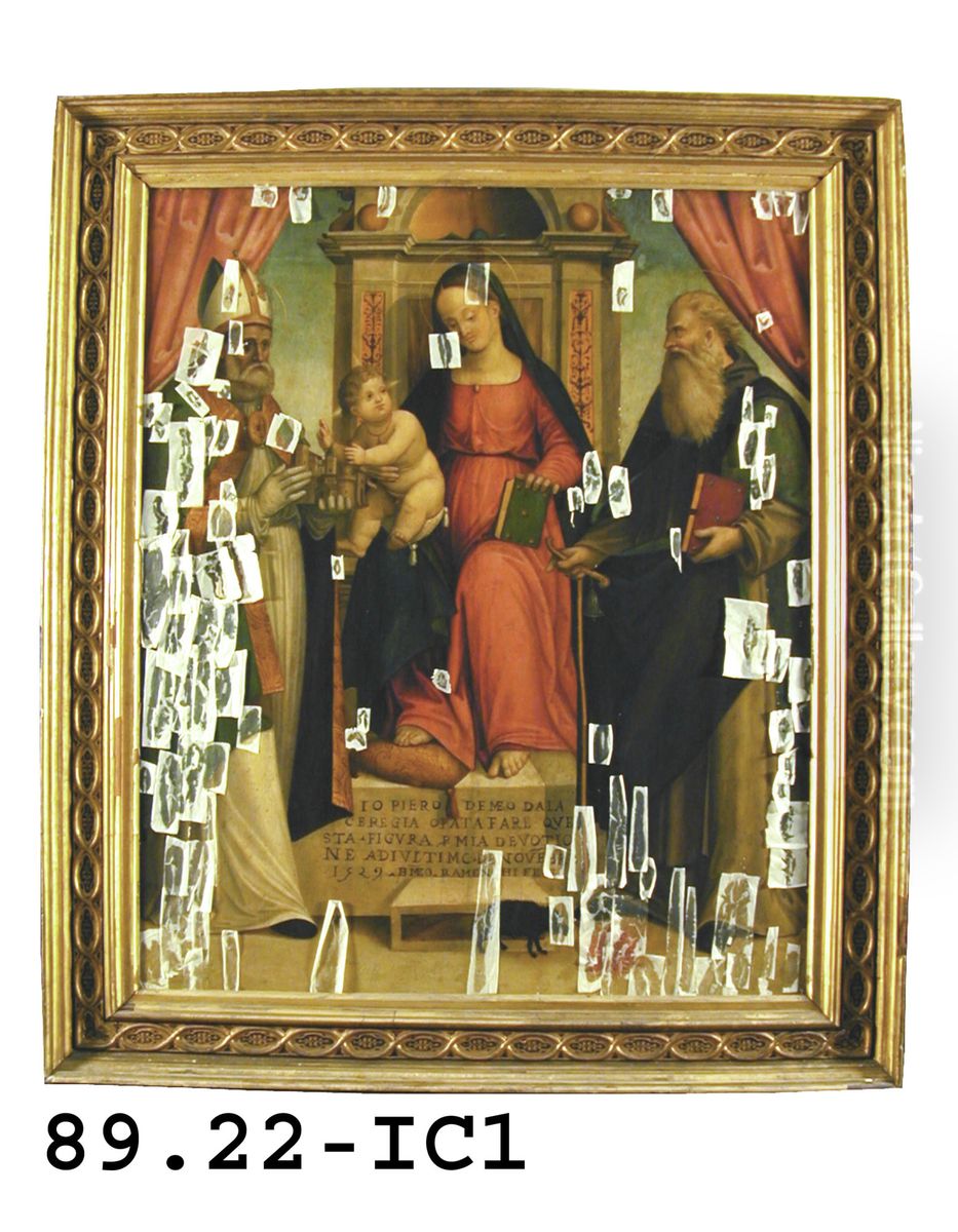 The Virgin Enthroned with Saint Amadio and Saint Anthony Oil Painting by Bartolommeo Ramenghi
