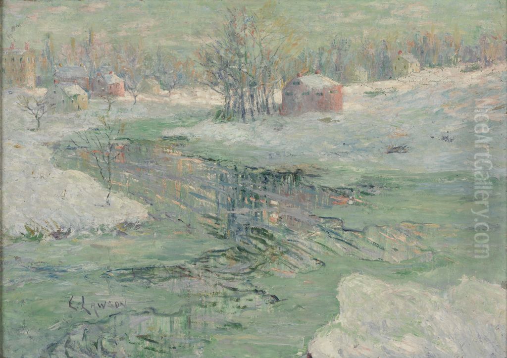Winter Landscape Oil Painting by Ernest Lawson