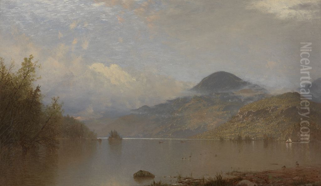 Lake George, Black Mountain Oil Painting by John Frederick Kensett