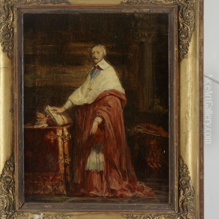 Portrait of Cardinal de Richelieu Oil Painting by Eugene Isabey